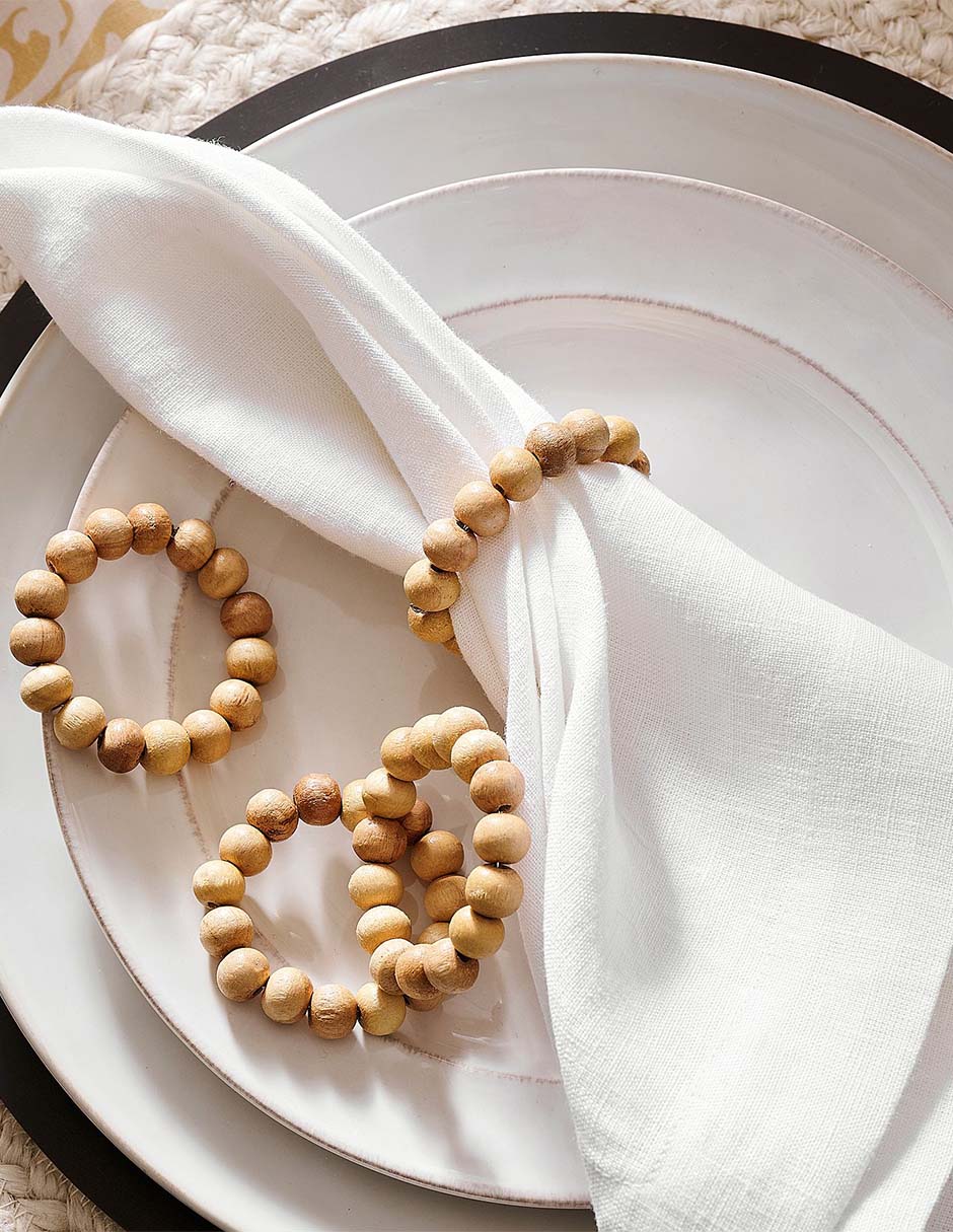 Set aro servilleta Wood Beaded 2