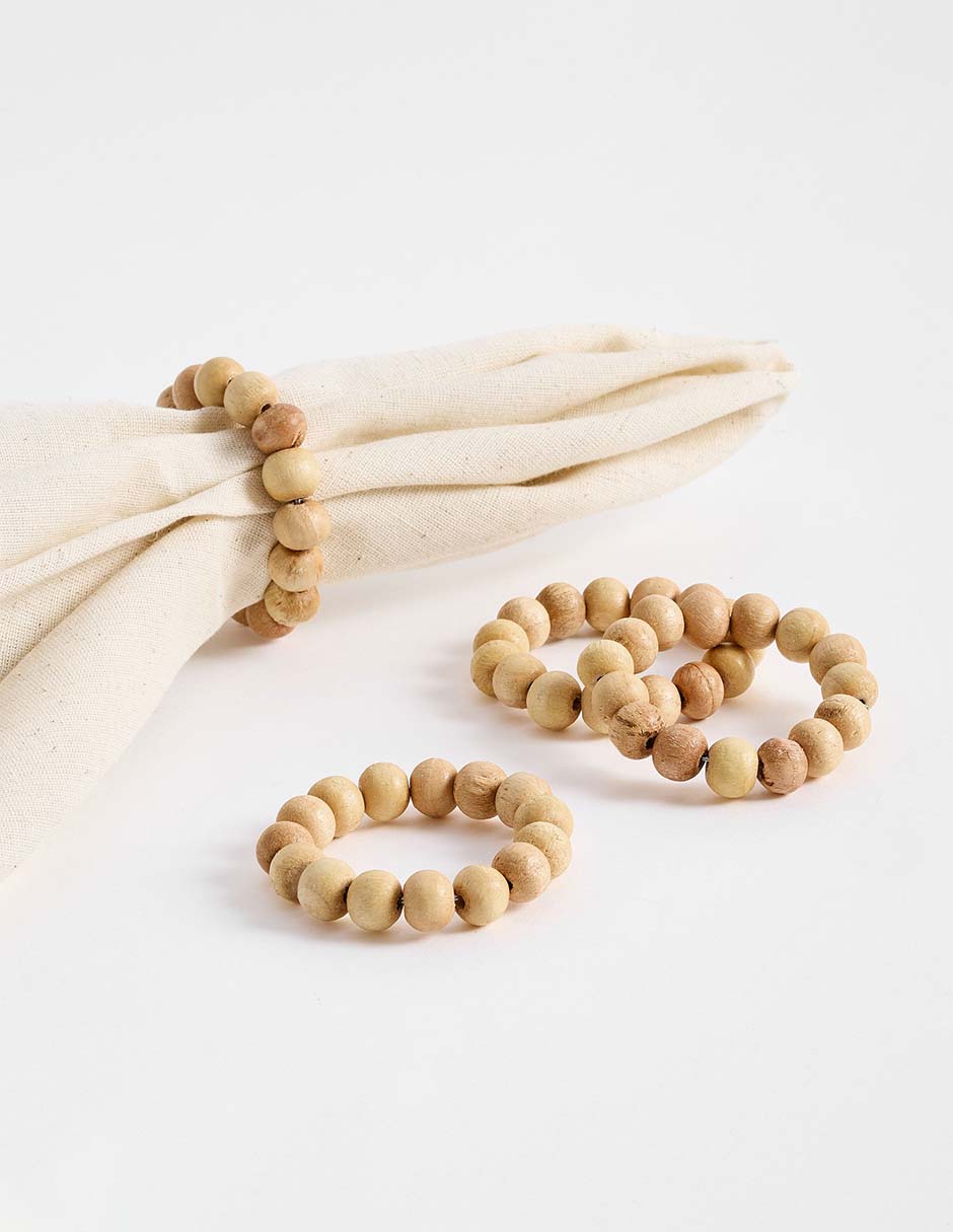 Set aro servilleta Wood Beaded 3