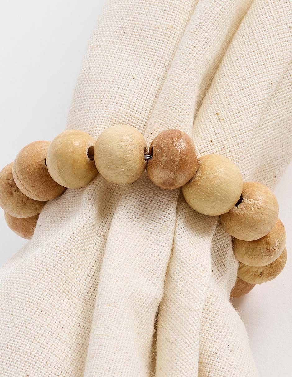 Set aro servilleta Wood Beaded 4