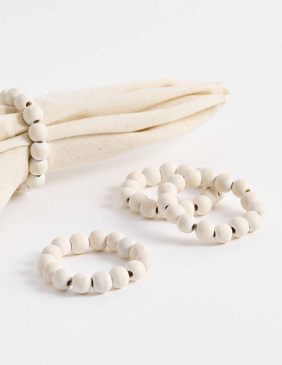 Set aro servilleta Wood Beaded
