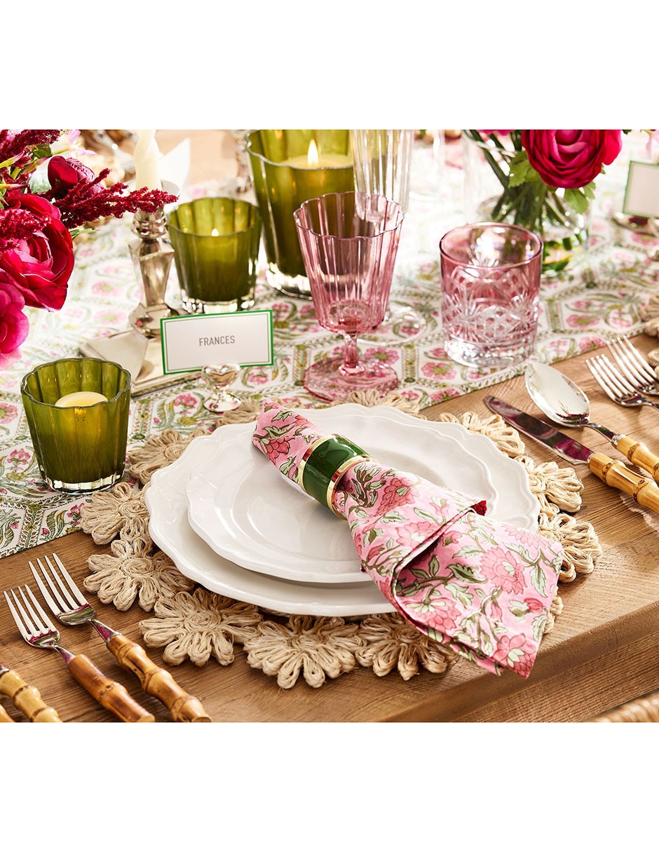 Mantel individual redondo de fibras naturales Flower 5