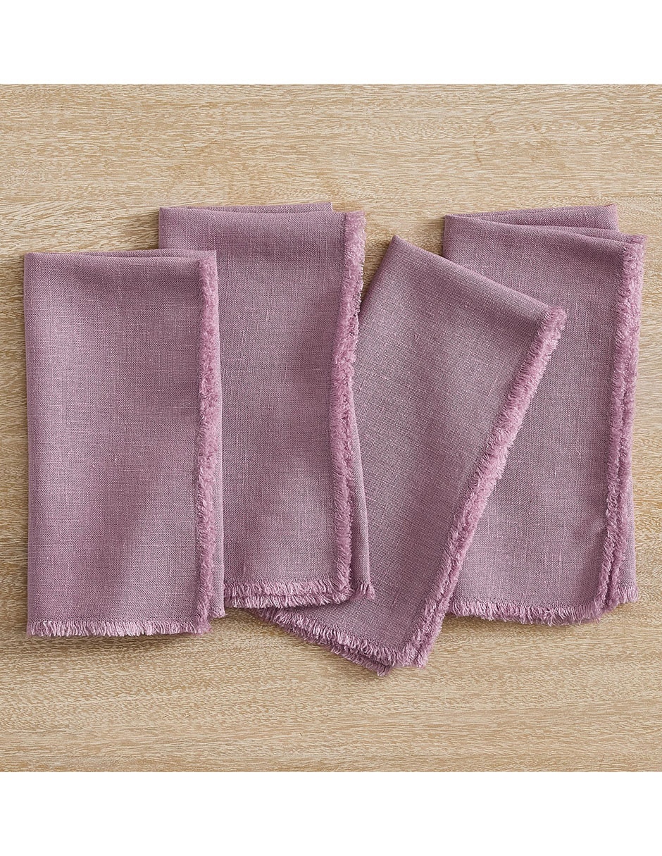 Set servilleta Frayed de lino 4 piezas